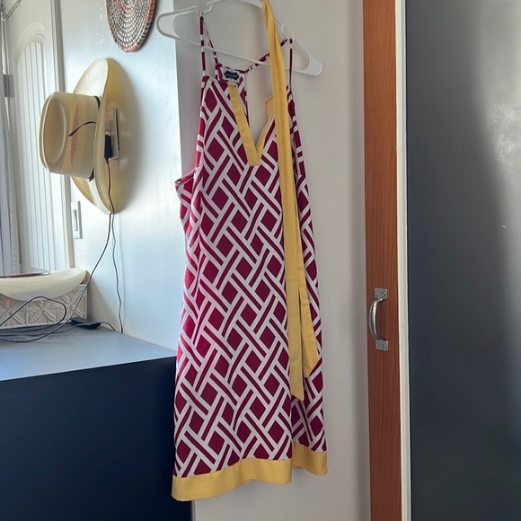 Mud Pie Red and Yellow Geometric Midi Dress - Picture 1 of 5